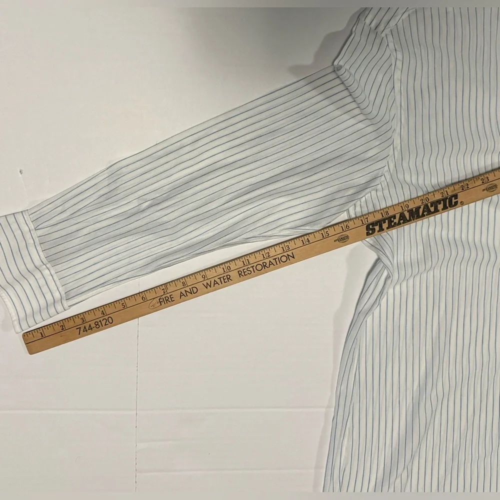 Luciano Barbera Men's‎ Long Sleeve Shirt White Blue Made in Italy XL (0148)A4